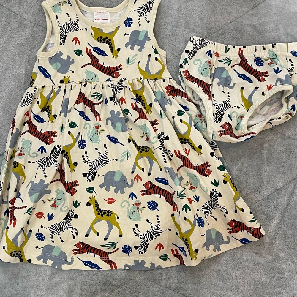 Hanna Andersson Cream Jungle Print Dress and Bloomers
